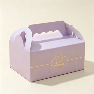 Caja para Pasteles con Logotipo Personalizado, de Calidad Alimentaria, con Asa, Caja de Cartón para Cupcakes, Caja para Comida <span class=keywords><strong>Feliz</strong></span>, para Regalos de Boda y Entrega - Product Image 2