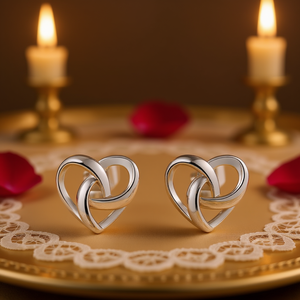 Orecchini a Perno a Forma di Cuore in Argento 925, Design Minimalista in Oro Bianco, Gioielli Unisex per Uso Quotidiano - Product Image 2