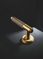 Ensemble de poignées de porte de luxe OEM en laiton massif, finition laiton brossé satiné, pour portes intérieures de chambre et de salle de bain
