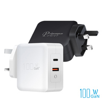 Chargeur Super Rapide 100W au Nitrure de Gallium (GaN) pour Prise Murale UK, Compatible OnePlus 11, iPhone, Samsung – Adaptateur Double Port 100W