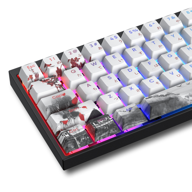 XVX Japanese Keycaps Plum Blossom Cherry Profile Double Shot Dye-Sub PBT Keycap Set 127-Key Mechanical Keyboard PC
