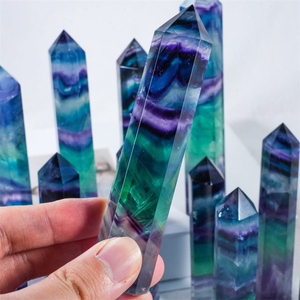Alta Qualidade Azul Fluorita Torre Semi-Preciosa Gemstone Point arco-íris Fluorita <span class=keywords><strong>Wand</strong></span> para a Decoração de Cura - Product Image 4