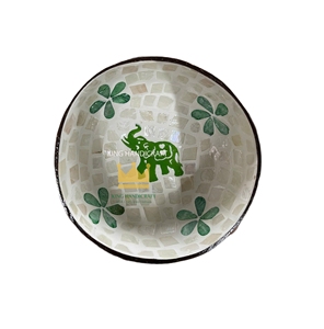 Bols en coquille de noix de coco laquée écologiques de haute qualité avec incrustation de nacre chatoyante pour la décoration de la maison, cadeau - Product Image 1