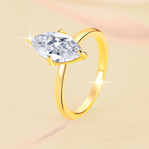 Bague œil de cheval en argent S925 personnalisée en gros, plaquée or 18 carats, pour bijoux de mariage et de fête pour femmes - Product Image 2