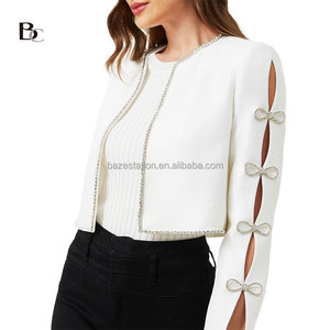 <span class=keywords><strong>Chaqueta</strong></span> de Mujer con Cuello Redondo, Sin Botones, Forro de Seda, Bordado Vintage, Manga Larga - Product Image 1