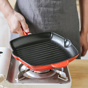 Sartén de hierro fundido con mango largo, plancha <span class=keywords><strong>para</strong></span> freír esmaltada, nuevo diseño, precio de venta directa de fábrica - Product Image 1