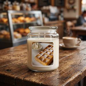 Candela Profumata in Grande Barattolo di Vetro Candle Brothers |   Waffle Freschi al Forno con Crema al Profumo di <span class=keywords><strong>Vaniglia</strong></span> |   Candela Invernale a 2 Stoppini a Lunga Durata - Product Image 3