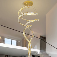 Lustre moderne de luxe en cristal pour salon - Économie d'énergie, télécommande, intensité réglable, angle de faisceau à 360°, blanc/doré/noir