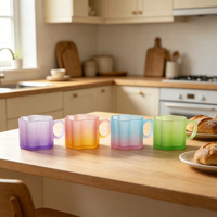 Mug à lait en verre YS Modern Cloud - Compatible micro-ondes et lave-vaisselle, à paroi simple, pour fêtes, design unisexe