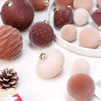 SHUANGYUAN en stock – Lot de boules de Noël incassables en velours rouge – Boules floquées de tailles variées en boîte PVC – Vente chaude