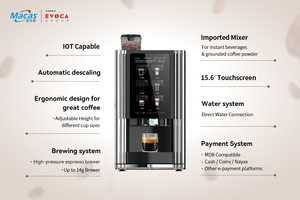 MACAS M-TT-ES-4C handels übliche 15,6-Zoll-Touchscreen-Magnetpumpe IoT-unterstützte Bohnen-Tassen-Espresso-/Cappuccino-/Latte-Maschine - Product Image 2