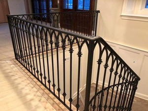 Rampe d'escalier de sécurité, design unique <span class=keywords><strong>sur</strong></span> <span class=keywords><strong>mesure</strong></span>, acier moulé noir antirouille, <span class=keywords><strong>garde</strong></span>-<span class=keywords><strong>corps</strong></span> en fer forgé pour villas - Product Image 2