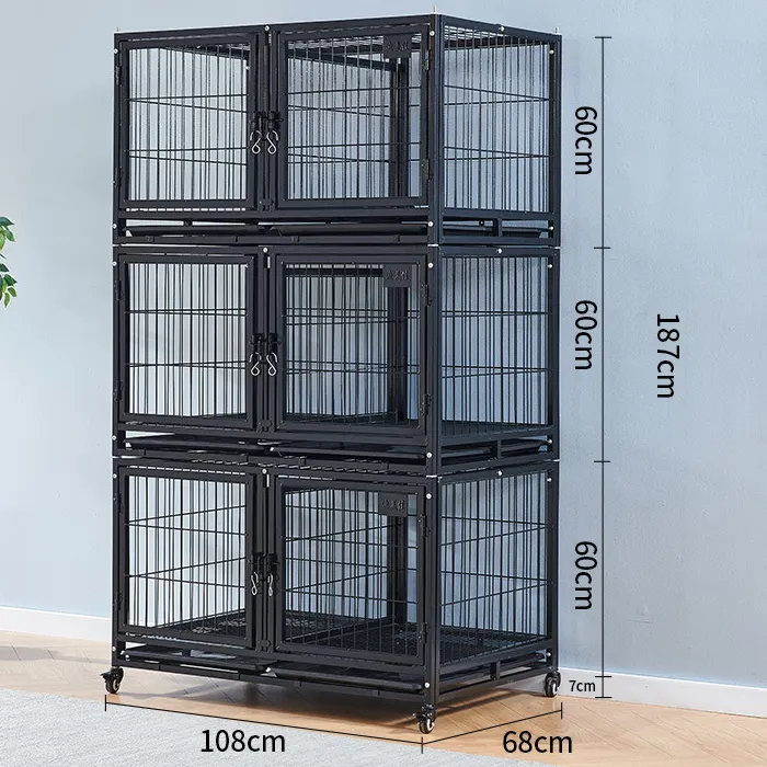 Kingtale Heavy Duty Indestructible Cage pour chien en acier anti-évasion Cage pour chien pour petits, moyens et grands chiens d'intérieur Double porte H