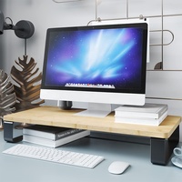 Support de bureau portable en métal et bambou pour ordinateur portable, support de moniteur d'ordinateur, rehausseur