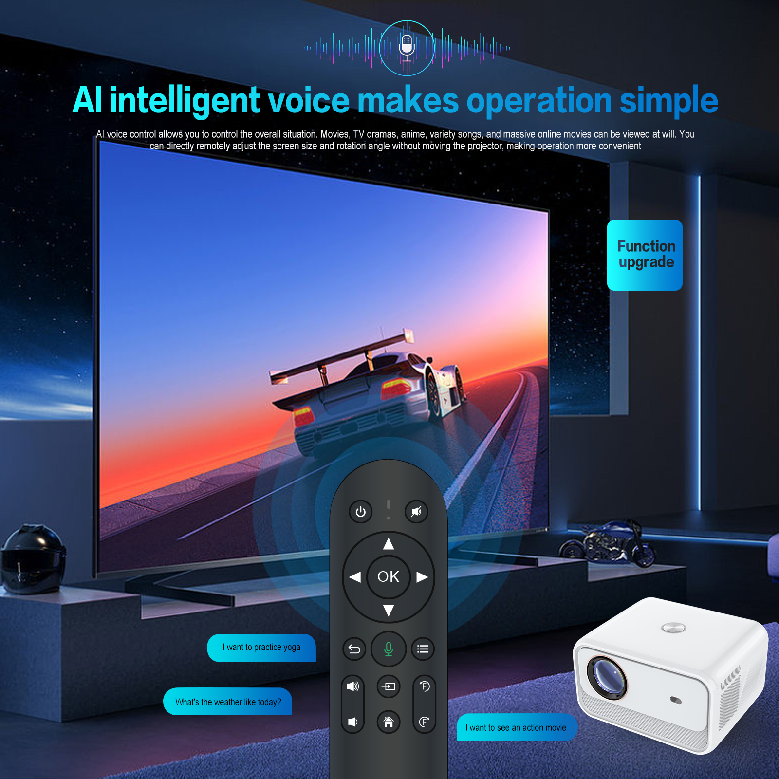 Smart Mini Portable C900 Android9.0 Projector - 50000hrs Lamp Life