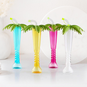 Gran oferta <span class=keywords><strong>vasos</strong></span> de cóctel de plástico 500ml forma de árbol de coco Twist Yard vaso de cristal Slush Ice Yard tazas Festival plástico con pajita - Product Image 4