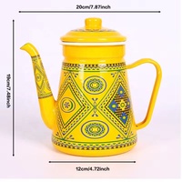 Bouilloire de camping en acier émaillé 1,5 L avec poignée métallique écologique et couvercle pour café et thé