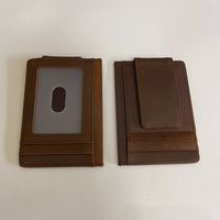 Dompet kulit sapi asli Vintage, dompet kulit sapi asli, ramping, saku depan, tempat kartu RFID, magnetik kuat, klip uang kulit