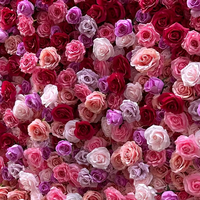 Mur de fleurs artificielles fait main pour mariage et Saint-Valentin, 2,4 m x 2,4 m, roses en tissu blanc, violet et rose, décoration murale 3D