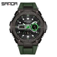Montres-bracelets pour hommes Sanda 3123, montre sport numérique à quartz, double heure, LED analogique, étanche, Relogio Masculino pour hommes, Reloj