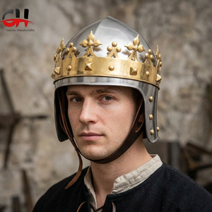 CH Calvin Handicrafts Casco de Caballero Medieval Indio, Disfraz de Cruzado, Metal Hecho a Mano, Grabado Pulido, Fiesta de Cumpleaños - Product Image 1