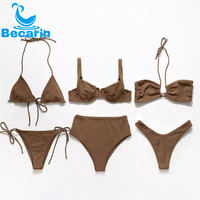 Maillot de bain texturé personnalisé, différents Styles, différentes couleurs, culotte taille haute, pantalons courts