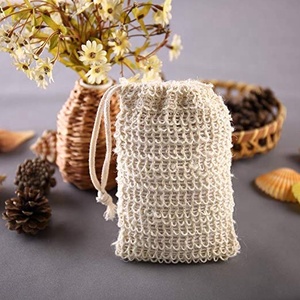 Wholesale eco-friendly natural sisal soap bag drawstring customized sisal soap bag with no plastic bag packaging