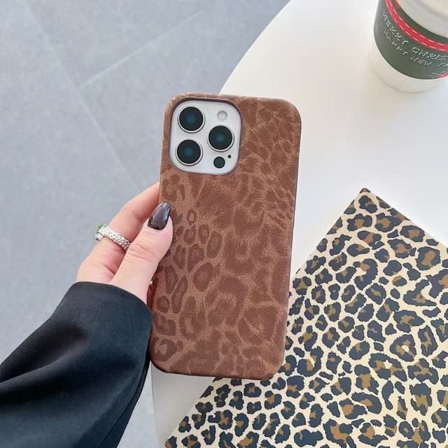 PU Leather Phone Case Leopard Print Shockproof for iPhone