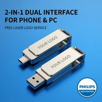 Clé USB Haute Vitesse 1 To OTG avec Impression Logo Personnalisée, Clé USB 4 Go 8 Go 1 To Mémoire USB Type-C 256 Go