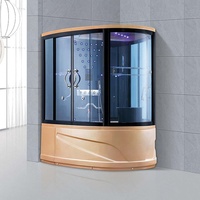 Cabine de douche vapeur avec cadre en acier inoxydable, grand sauna spa avec porte coulissante pour salle de bain