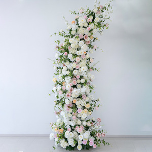 White Pink Ox-Horn Archway Wedding Proposal Ceremony Photography Storefront Window <b>Stage</b> <b>Prop</b> Decorative Handmade Silk Flowers - Product Image 3