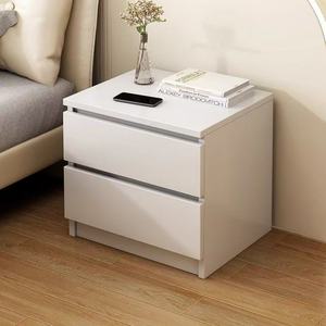 Chevet moderne blanc à 2 tiroirs, prix abordable, meuble de chambre à coucher en bois, style panneau de bois pour usage domestique - Product Image 5