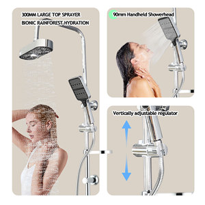 Ensemble <span class=keywords><strong>de</strong></span> douche complet avec grand panneau <span class=keywords><strong>de</strong></span> douche pluie, chromé, réglable en hauteur, prend en charge les commandes OEM et ODM - Product Image 3