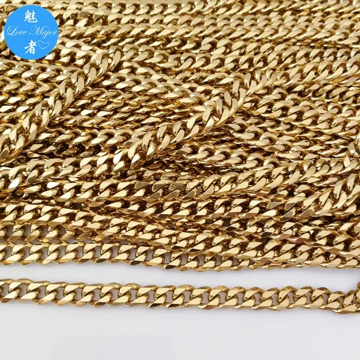Shixin — collier pour hommes, bijoux à la mode, style cubain, chaîne de couleur or, en acier inoxydable, largeur 6.8mm