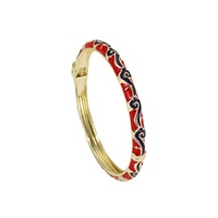 Bracelet jonc tendance pour femme en alliage de zinc, émail cloisonné, plaqué or bicolore, motif floral à charnière à ressort, couleur pastel, vente en gros