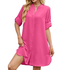 Vestido Camisero Holgado de Manga Media con Botones <span class=keywords><strong>para</strong></span> Mujer, Colección Primavera-Verano JAC22 A1050, Nuevo Color Sólido - Product Image 2