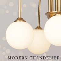 TSINYE LED Lustre globe en verre moderne du milieu du siècle 6 ampoules avec abat-jour globe en verre transparent pour salon à haut plafond