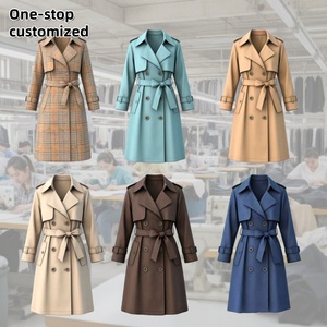 Manteau trench ODM OEM en <span class=keywords><strong>laine</strong></span> personnalisé élégant décontracté double boutonnage revers à carreaux manteau long trench femme manteau trench personnalisé - Product Image 1