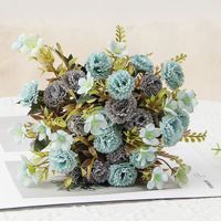 Direktverkauf ab Werk Realistische Handgefertigte Silberne Staubgold Künstliche Seidenrosen Hochzeits- & Heim-Dekorationsblumen Strauß