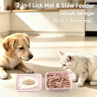 Mangeoire lente 3-en-1 pour chien, motif Feu d'artifice Sakura, 20 cm, en silicone, avec couvercle, pour chat et chien