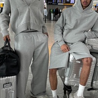 Ensemble de survêtement 2 pièces pour homme, personnalisé OEM, épais, décontracté, automne, avec sweat à capuche bouffant imprimé et pantalon de jogging