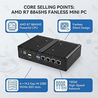 Mini PC Industri 4 *2.5G LAN AMD Ryzen 5-7640HS R7 8845HS Barebone IPC 4*USB3.0 2*Type-C Edge Computing Pfsense Thin Client