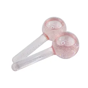 Beauty products big facial massager tool cold hot compress ice globes with glitters logo custom colorful