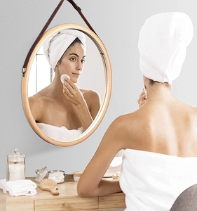 Espejo colgante redondo con marco de bambú Espejo de pared pequeño - Product Image 5