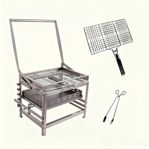 Parrilla Argentina de Acero Inoxidable, Parrilla Pequeña para Asar, Parrilla Giratoria Manual para Brochetas - Product Image 1