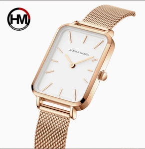Montre-bracelet carrée pour femme HANNAH MARTIN 1241 à mouvement quartz, étanche, style simple et luxueux, idéale pour les affaires et les jeunes filles - Product Image 3