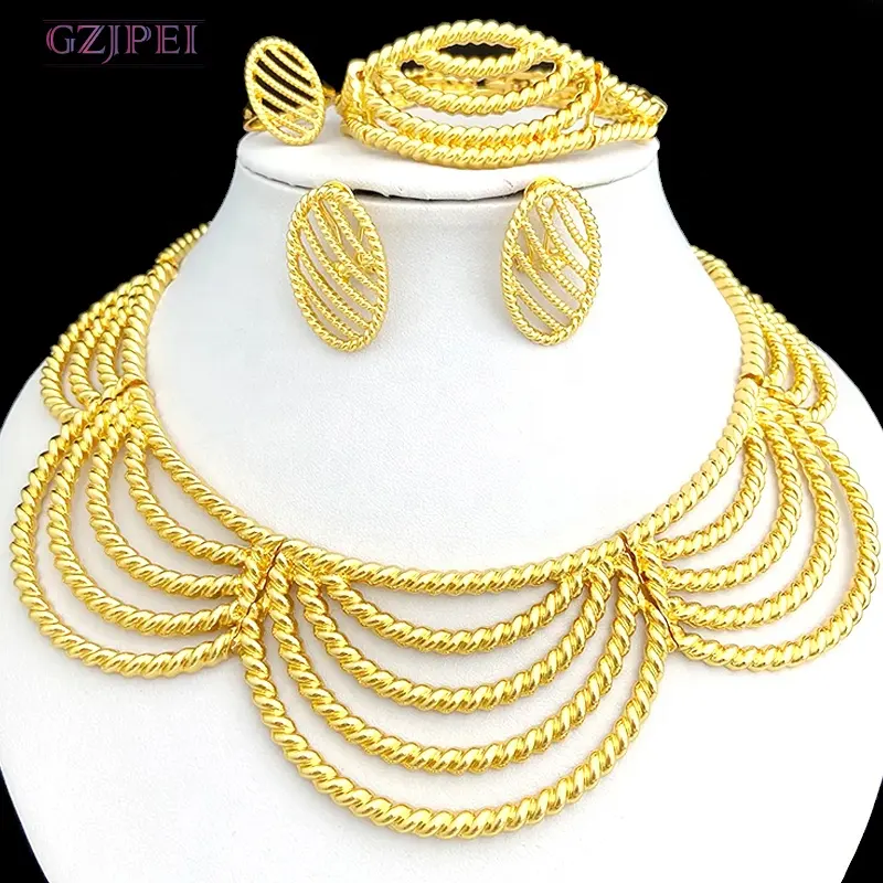 Factory wholesale jewelry necklace set exquisite african gold jewelry set cute italian jewelry sets manufacturers