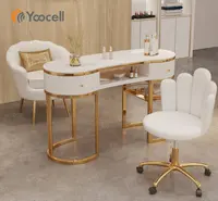 Yoocell mesa para manicure, mesa de manicure branca para salão de beleza e cadeiras