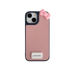 Nuova <span class=keywords><strong>Cover</strong></span> Minimalista in Pelle con Fiocco 3D a Cartone Animato, Colori Caramella, per <span class=keywords><strong>iPhone</strong></span> 17 16 15 Pro Max, con Bordo Nero e Foro Grande - Product Image 6
