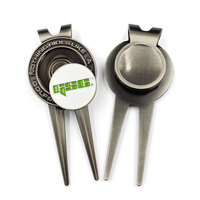 Outil de réparation de divot de golf en métal vierge avec ouvre-bouteille et marqueur de balle, personnalisable avec logo, pour vente en gros